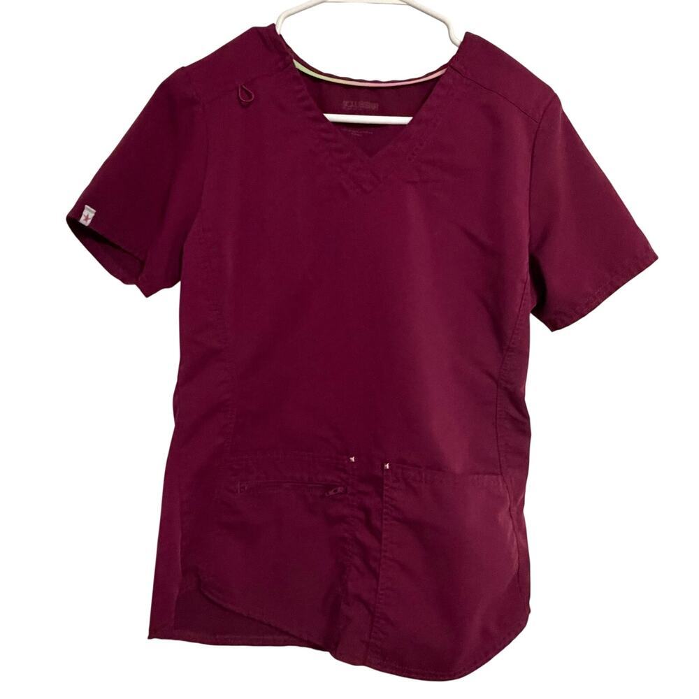 Scrubstar burgundy sz S scrub top workwear nurse